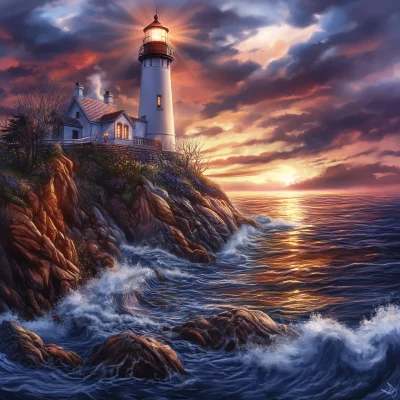 Lighthouse at Sunset