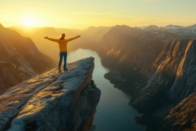 Joyful Woman at Sunrise