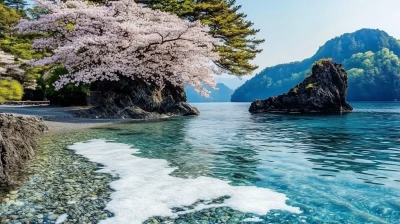 Cherry Blossoms by the Coast