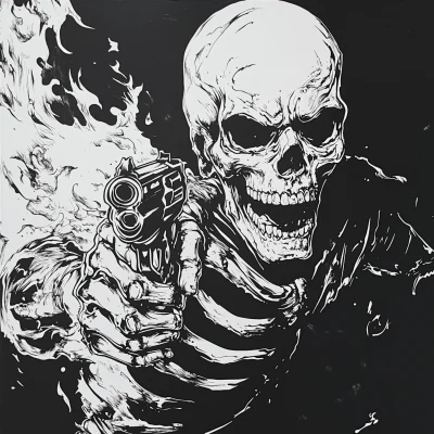 Angry Skeleton with Pistol