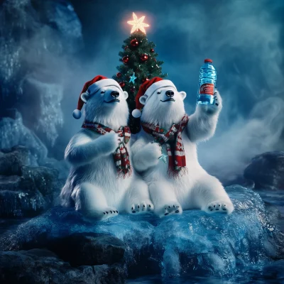 Cheerful Christmas Polar Bears