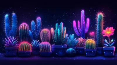 Realistic Neon Cactus