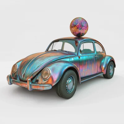 Vintage Car with Disco Ball