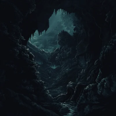 Mythical Beast in Dark Cave