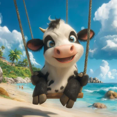 Cow on a Swing