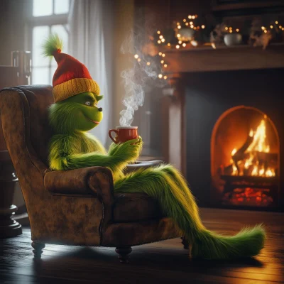 The Grinch in a Cozy Setting