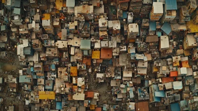 Aerial View of Crowded Indian Slum