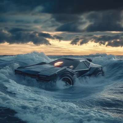 Futuristic Car in Ocean