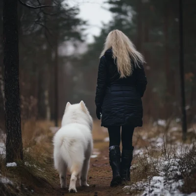 Samoyed in the Forest