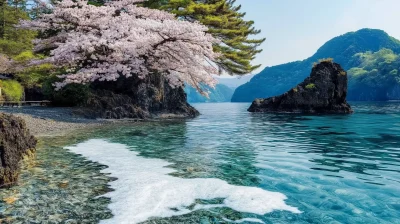 Cherry Blossoms by the Coast