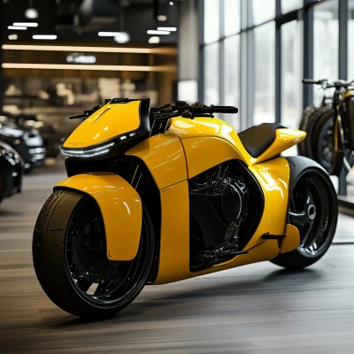 Futuristic Yellow Motorcycle Concept