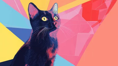 Geometric Cat Art