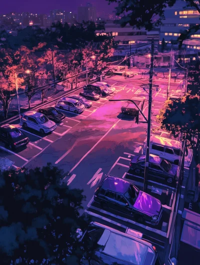 Anime Parking Lot Scene