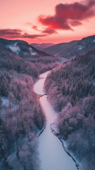 Frozen River Sunset