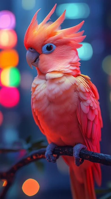 Cyberpunk Cockatoo in a Futuristic City