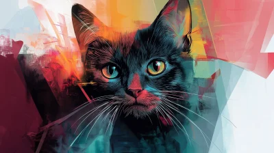 Geometric Cat Art