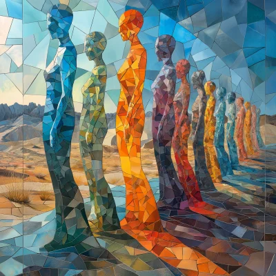 Colorful Mosaic of Figures