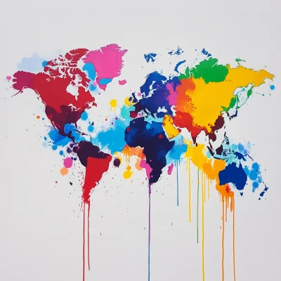 Brightly Colored World Map