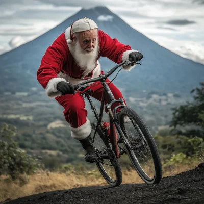 Santa Claus Riding a Bicycle