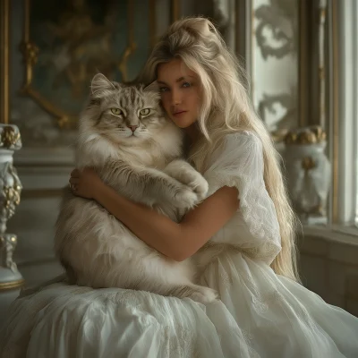 Beautiful Woman with Cat