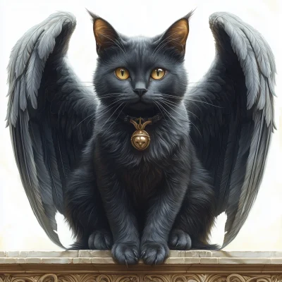 Black Cat with Wings