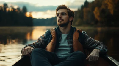 Professional Young Man in Canoe