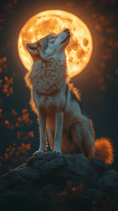 Lone Wolf Under the Moon