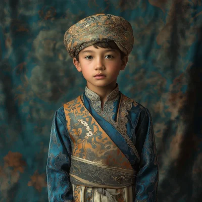 Kazakhstanian Boy in Ancient Clothing