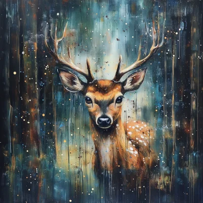 Ethereal Deer in Tranquil Forest