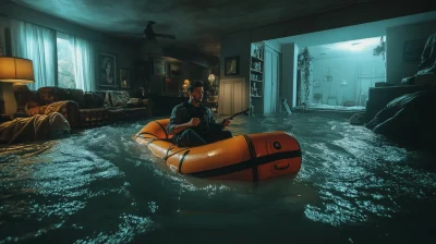 Flooded Living Room Scene