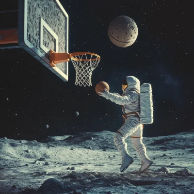 Astronaut Dunking on the Moon