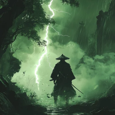 Samurai in Thunderstorm Pursuit