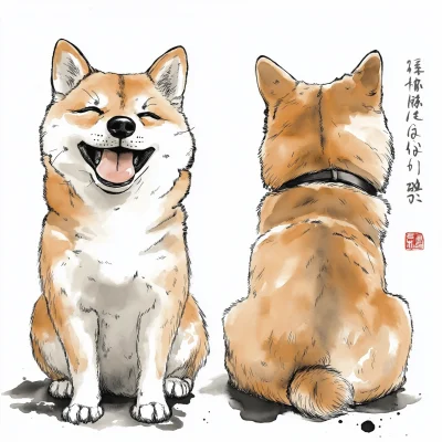 Happy Shiba Inu Illustration