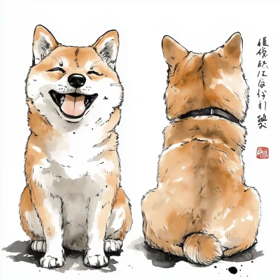 Happy Shiba Inu Illustration