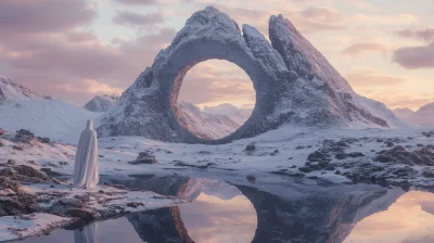 Lone Figure at Rock Formation