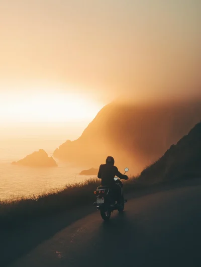 Minimalist Motorcycle at Dusk