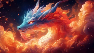 Vibrant Qilin in Clouds