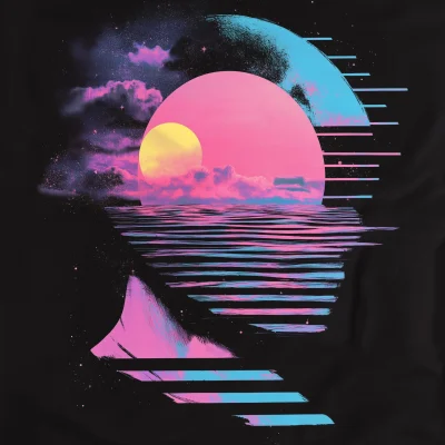 Vaporwave Aesthetic Black T-Shirt