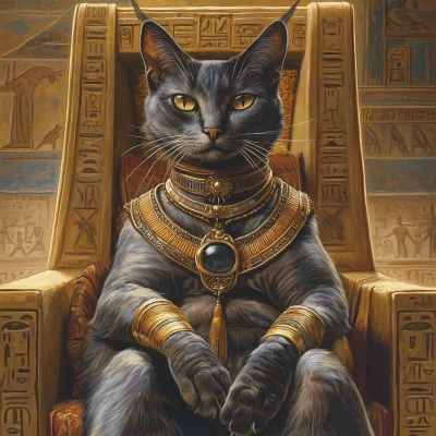 Majestic Cat on Throne