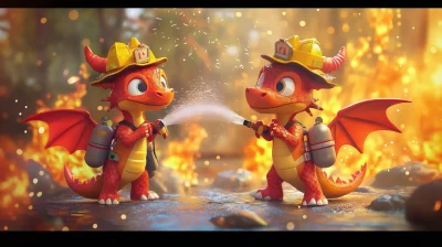 Playful Firefighter Dragons