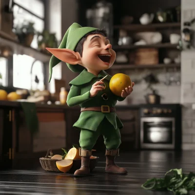 Mischievous Elf in Kitchen