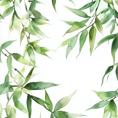 Japanese Bamboo Leaves Watercolor