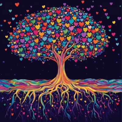 Colorful Heart Tree Sticker