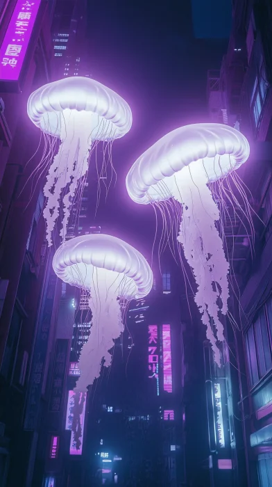 Jellyfish in the Neon City