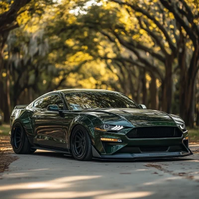 Dark Forest Green Mustang GT