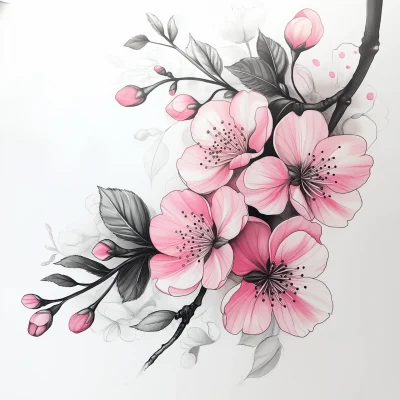 Pink Cherry Blossom Tattoo Design