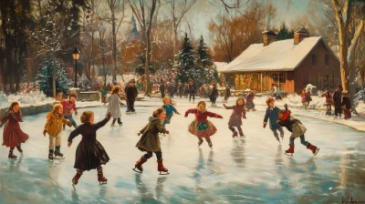 Vintage Christmas Ice Skating