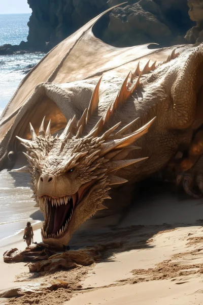 High View of a Dragon on a Beach