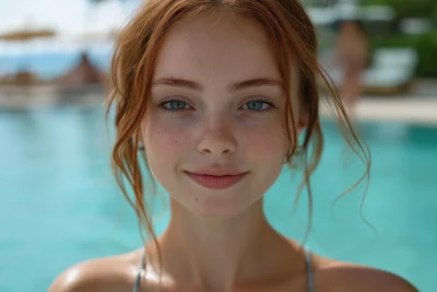 Girl’s First Selfie by the Pool