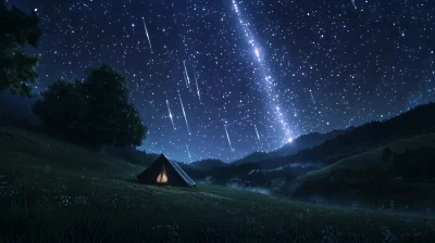 Shooting Stars Over Tent